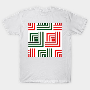 Geometric green red christmas abstract T-Shirt